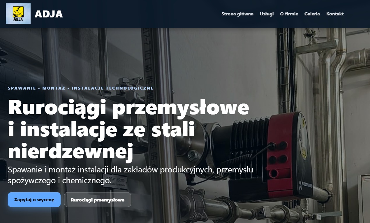 Projekt strony internetowej dla firmy ADJA